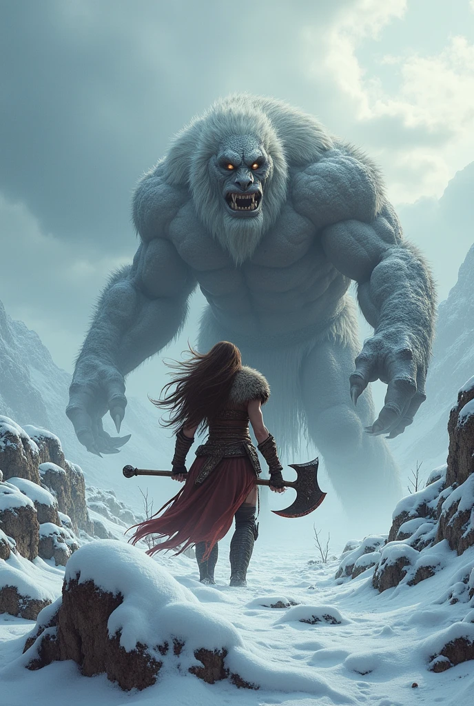  barbarian woman slays monster winter