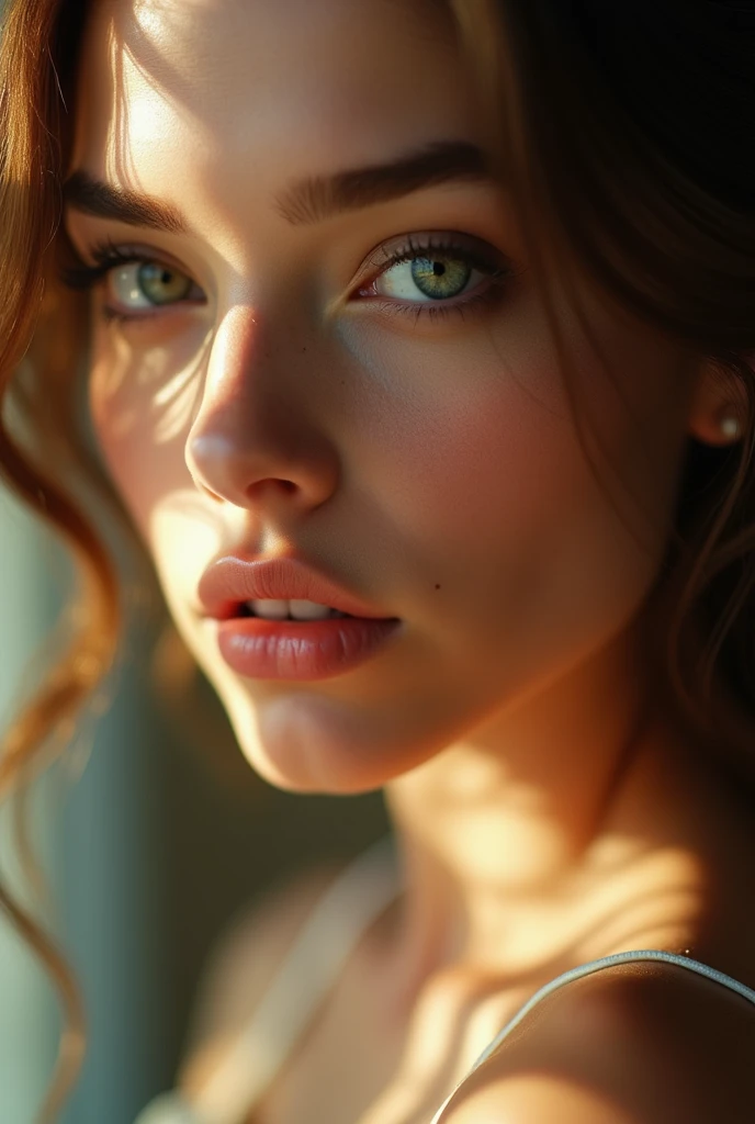 a close up of a woman with a very big breast, portrait sophie mudd, extremely beautiful face, perfect face ), anna nikonova aka newmilky, soft portrait shot 8 k, beautiful model girl, sexy face, attractive beautiful face, sexy girl with green eyes, ultra beautiful face, gorgeous face, portrait of a beautiful model, beautiful girl model, perfect face and eyes