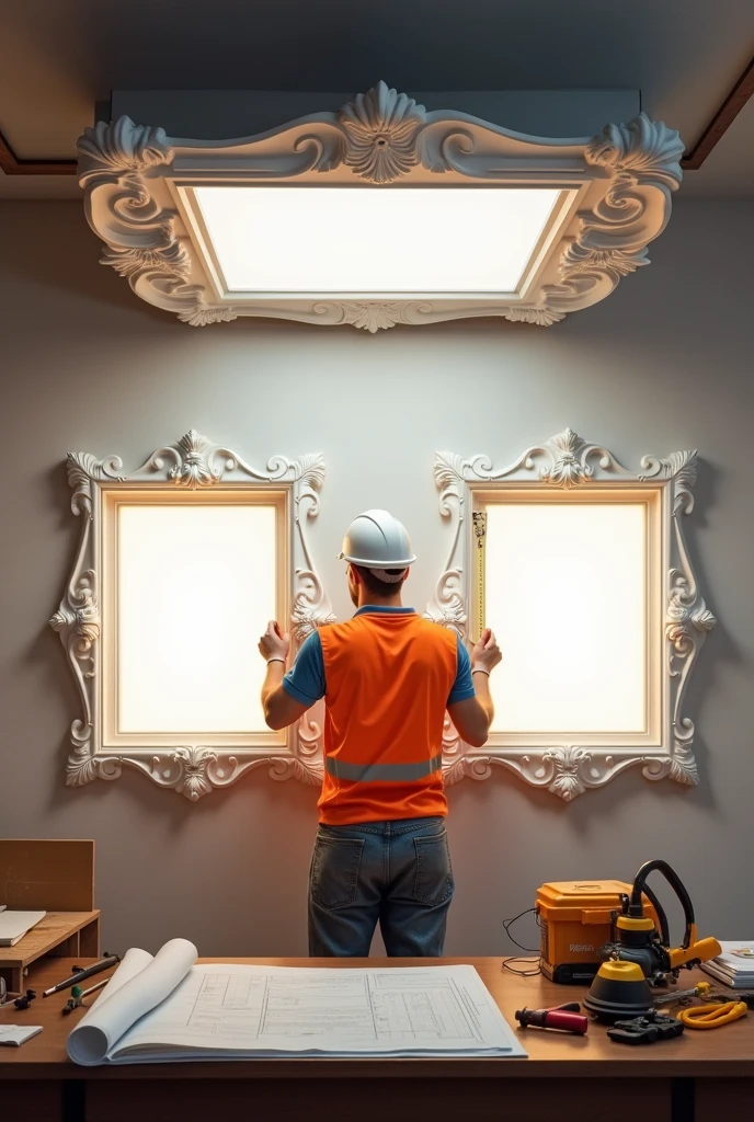 Good electrical work in POP ith proper distance between two led panel and accuracy
