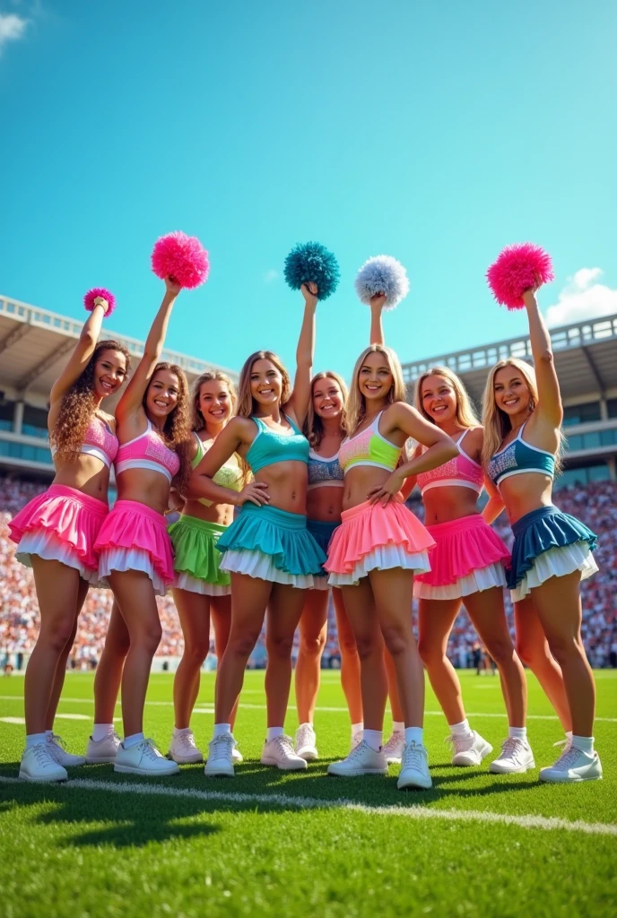 detailed picture of cute cheerleader girls in panties