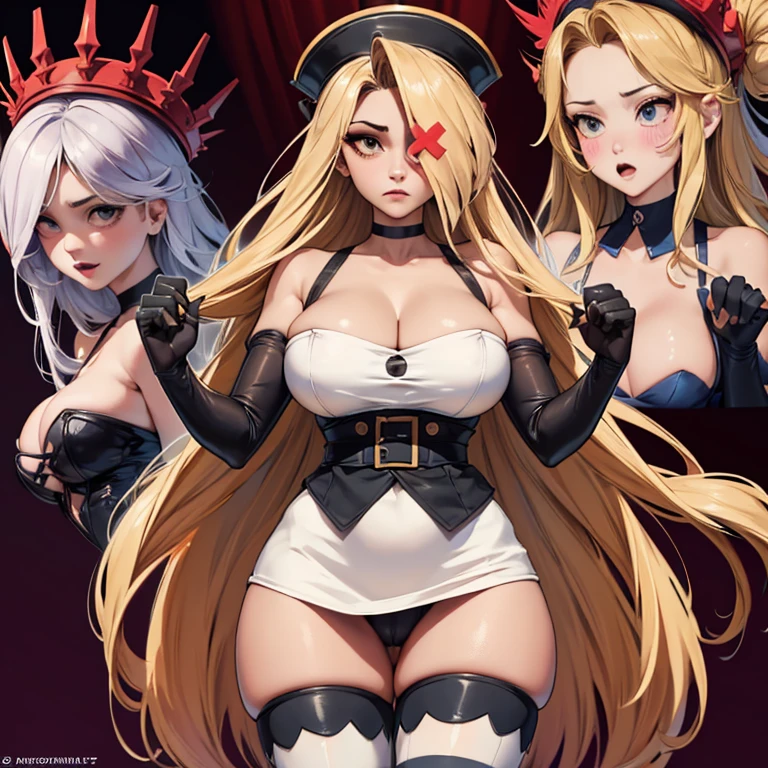 on fours, back view, sex(masterpiece, best quality:1.4), absurdres, highres, ultra detailed, beautiful, (secretary), (perfect face, detailed face, beautiful:1.3),(natural breasts, cleavage), collarbone, fingerless gloves, gloves,spaghetti strap top, black pencil skirt, tight, over the knee skirt, hat, elegant secretary outfit, thighhighs, thick thighs, thighs, multiple belts, More detailed 8K.motor irreal:1.4,UHD,La mejor calidad:1.4, fotorrealista:1.4, textura de la piel:1.4, obra maestra:1.8,obra-prima, mejor calidad,objeto Objeto], (detailed face features:1.3),(manos detailed)