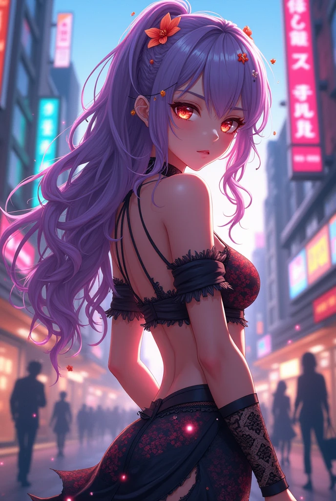Female anime character with exposed nipples
