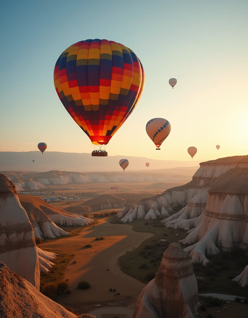 (best quality),(masterpiece:1.2),(very detailed:1.2),ultra high resolution,(Realistic stick),(RAW photos:1.2),8k,Expansive landscape photography,realistic photo,Exquisite photography,There are a lot of balloons flying.,Beautiful Balloons,turkey,Cappadocia,written border depth,sharp focus,in the clouds,Filmed from above,The land below,Beautiful colors,written border depth,wide light,low contrast,backlight,sharp focus,vivid colors,fancy,Moving composition