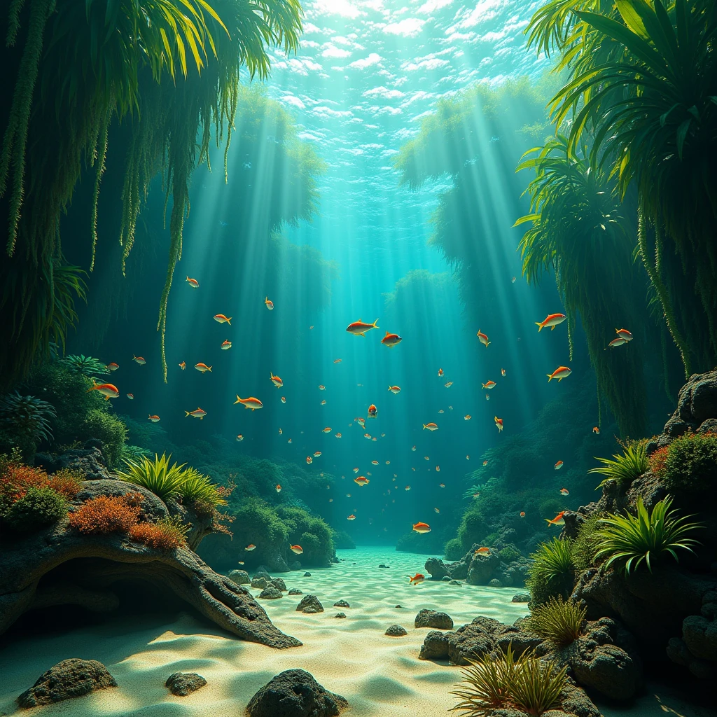 a scene at the bottom of the Amazon River