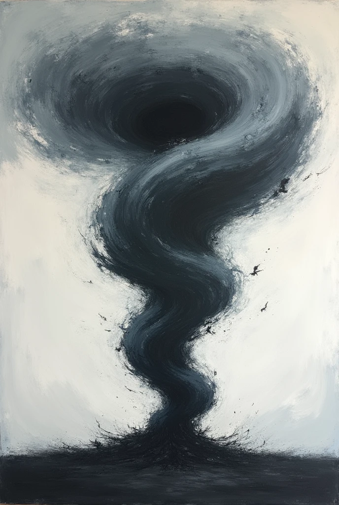 Generates a simple image that symbolizes a tornado (Pas de fond, only the tornado). The style should be as if the tornado was painted with a hard brush