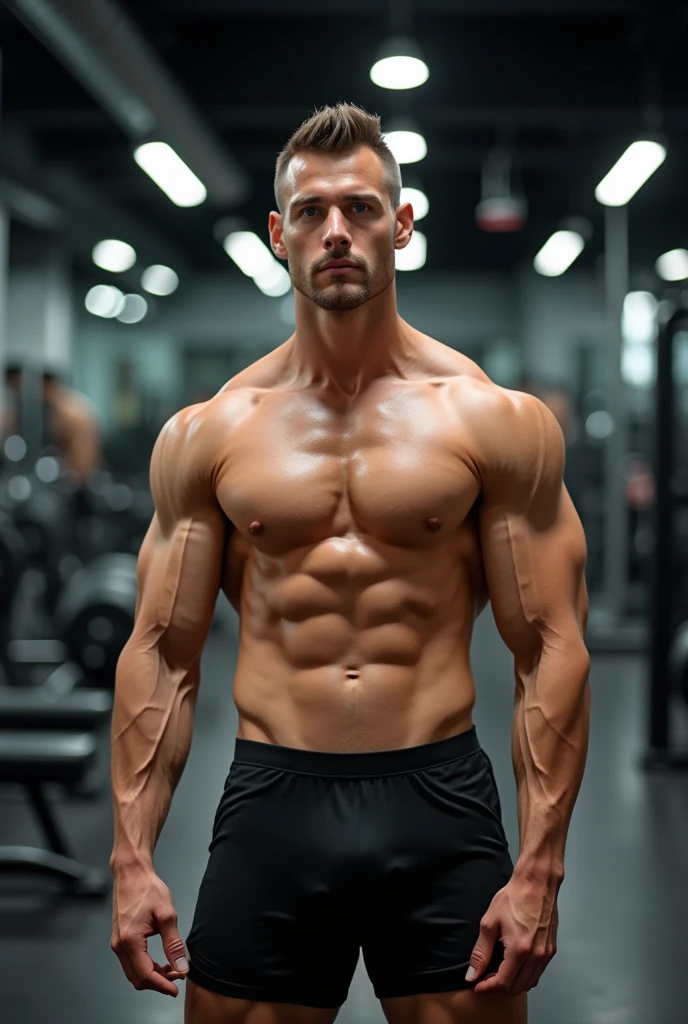 Muscular、Completely naked、Short Hair、Pectoralis major、Abdominal muscles、A costume with a full front view、Gymトレーナー、Gym