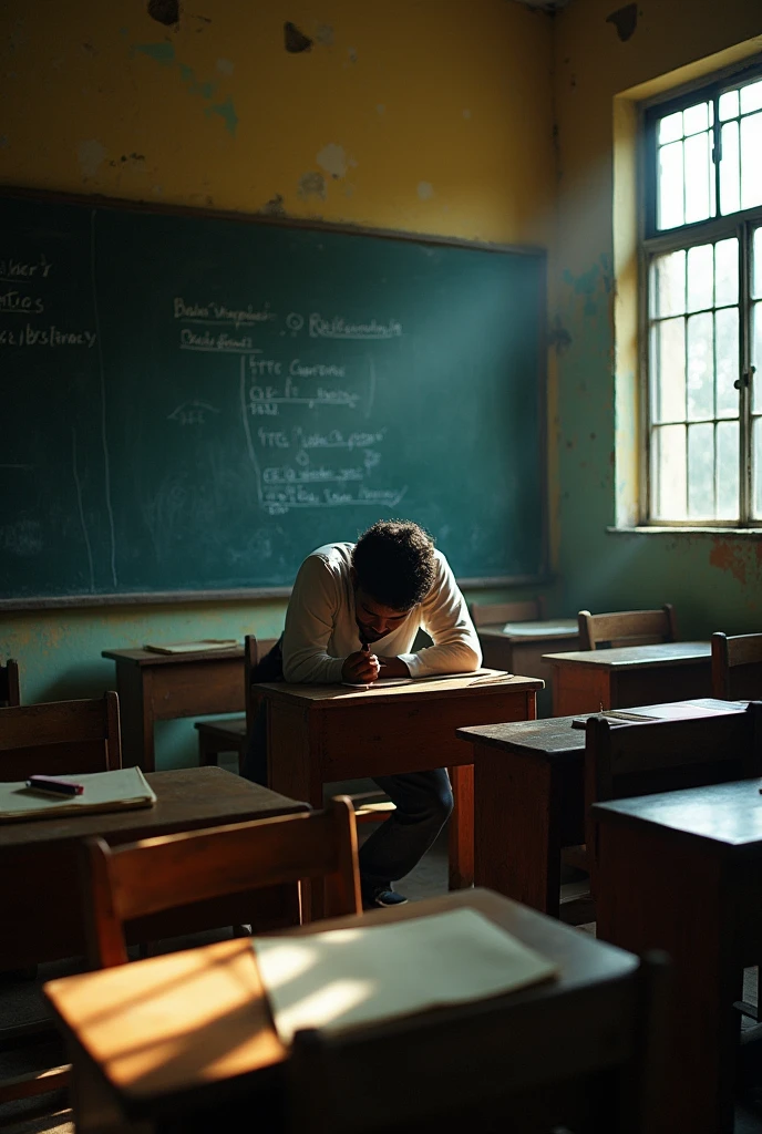 Student in classroom depression in India