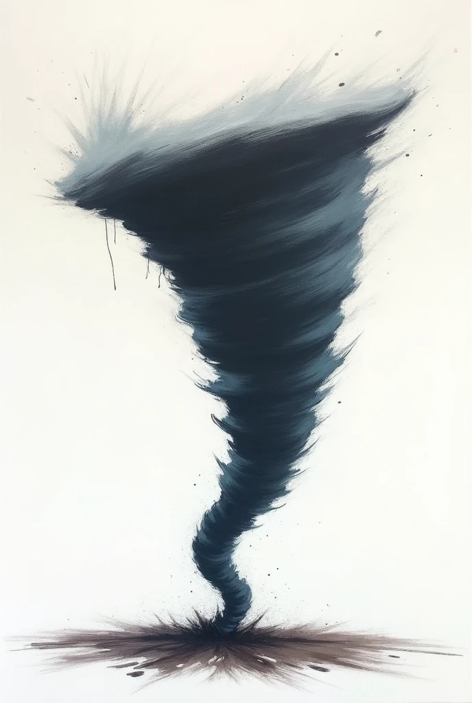 Generates a simple image that symbolizes a tornado (Pas de fond, only the tornado). The style should be as if the tornado was painted with a hard brush. avec un style minimaliste