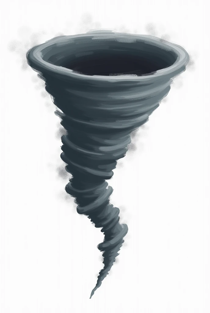 Generates a simple image that symbolizes a tornado (Pas de fond, only the tornado). The style should be as if the tornado was painted with a hard brush. avec un style minimaliste. Les traits doivent être beaucoup plus gros, c'est pour utiliser comme un emoji