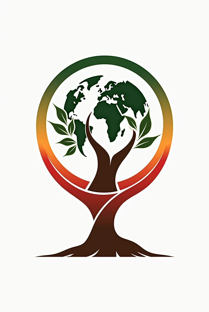 logo for a reception and training center for single mothers that involves these layers - Foundation, trunk, world cup, Roots, red lo, Dome
