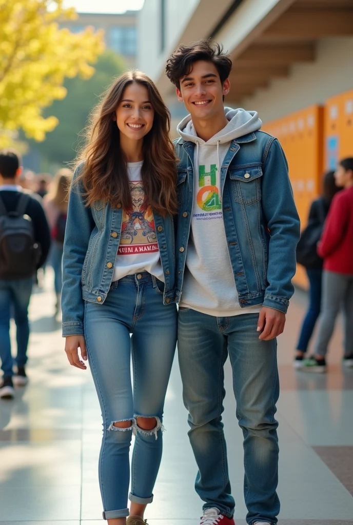 ultra realistic teen age couple attending school