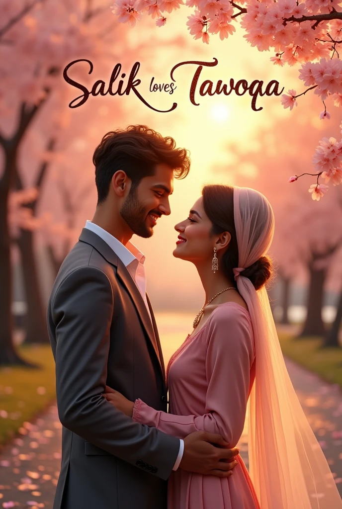 Create an frame of salik loves tawaqa in frame there should be name as well