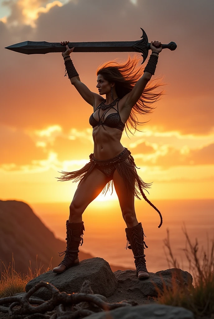 barbarian woman  victory pose   underwear