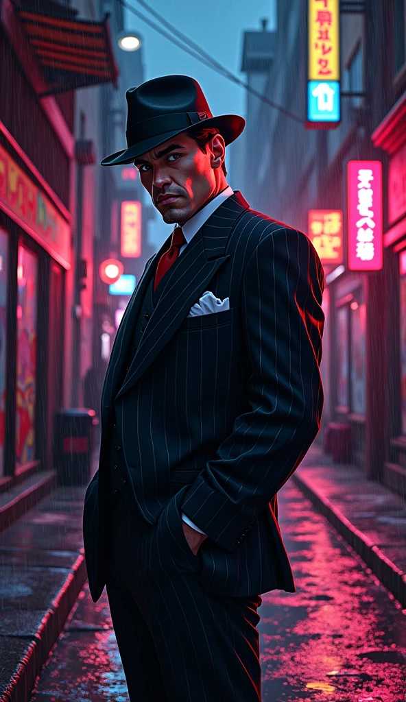 a man with a mafia look on his face, behance, pop surrealism, 3 d epic illustrations,