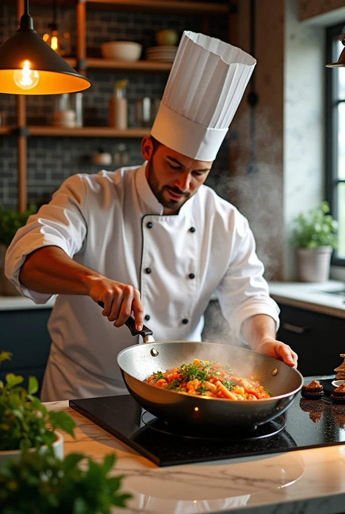 ultra realistic chef cooking