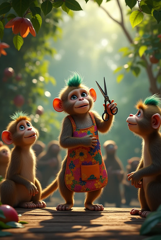 monkey cutting hair