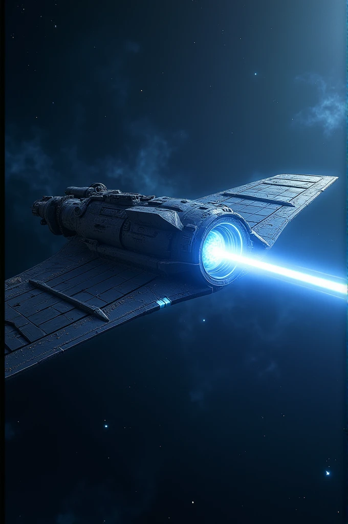A satellite firing a laser beam