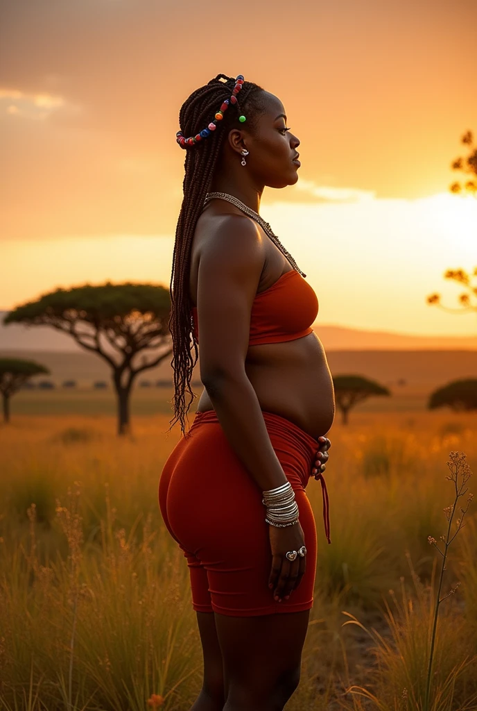 An African woman with big breasts completely naked