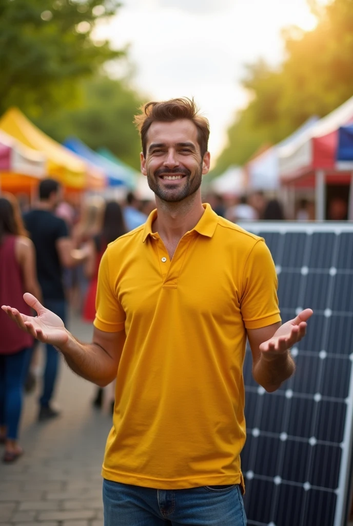 a man selling solar panels