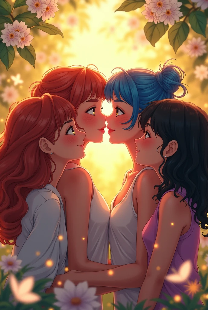4 girls kissing completely naked