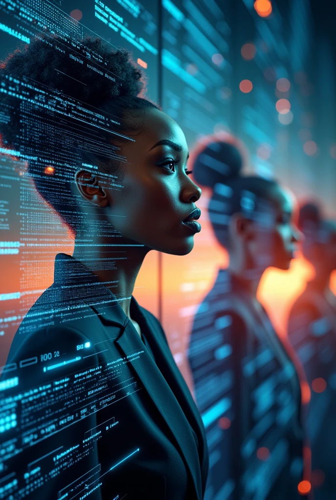 
Cover Concept:

Background: A high-tech grid or network with dynamic elements representing the logistics industry, featuring subtle icons or infographics related to logistics.
Central Image: A powerful image of black women leading a team through complex logistics scenarios, perhaps with digital overlays illustrating their strategic impact.

convey strength and leadership.