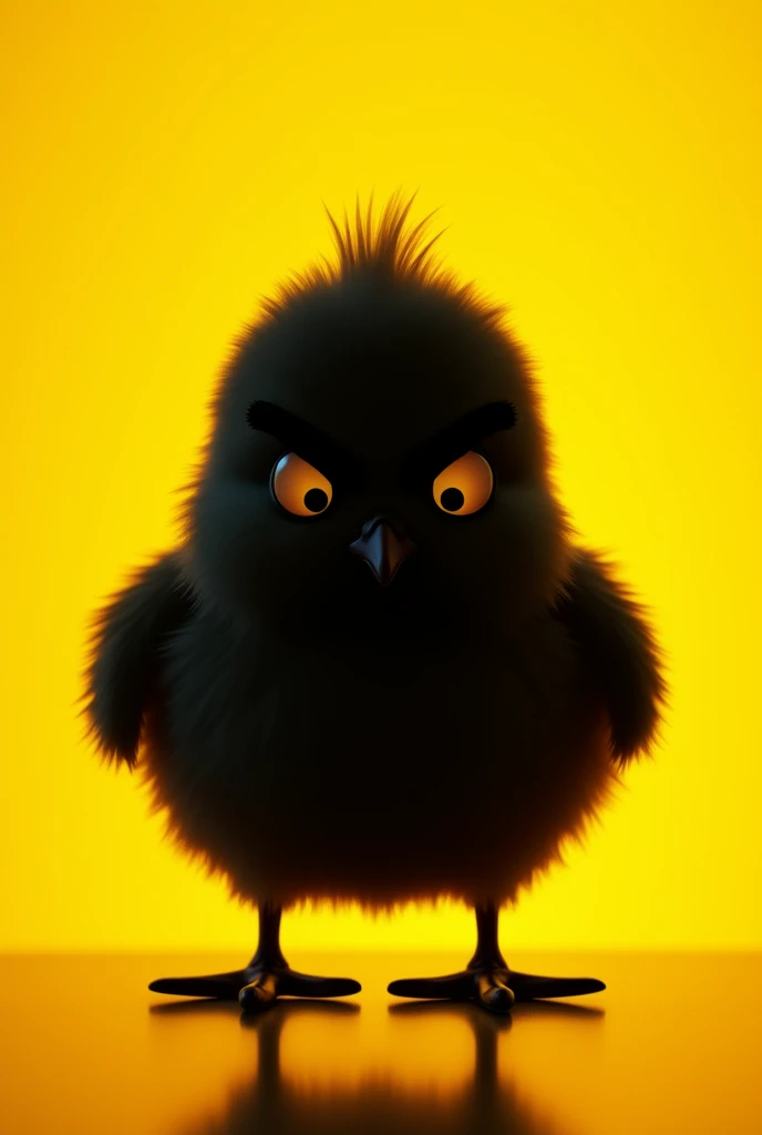 the silhouette of a chick with an angry face in png