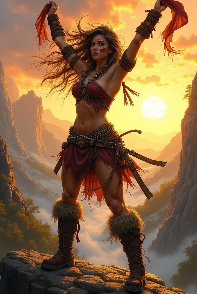 barbarian woman victory pose underwear