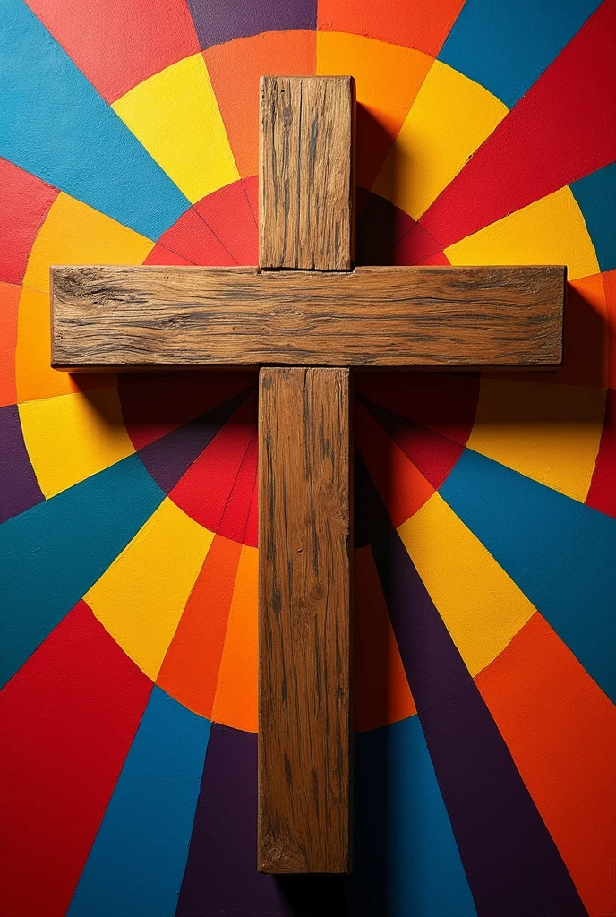 Make a painting, that symbolizes in Christianity on a cross, and that its background is decorated with geometric figures. It is easy to recreate in real life but VERY EASY.