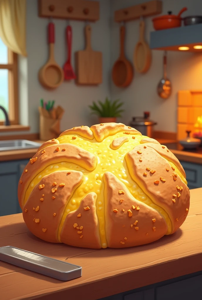 A pregnant cheese bread