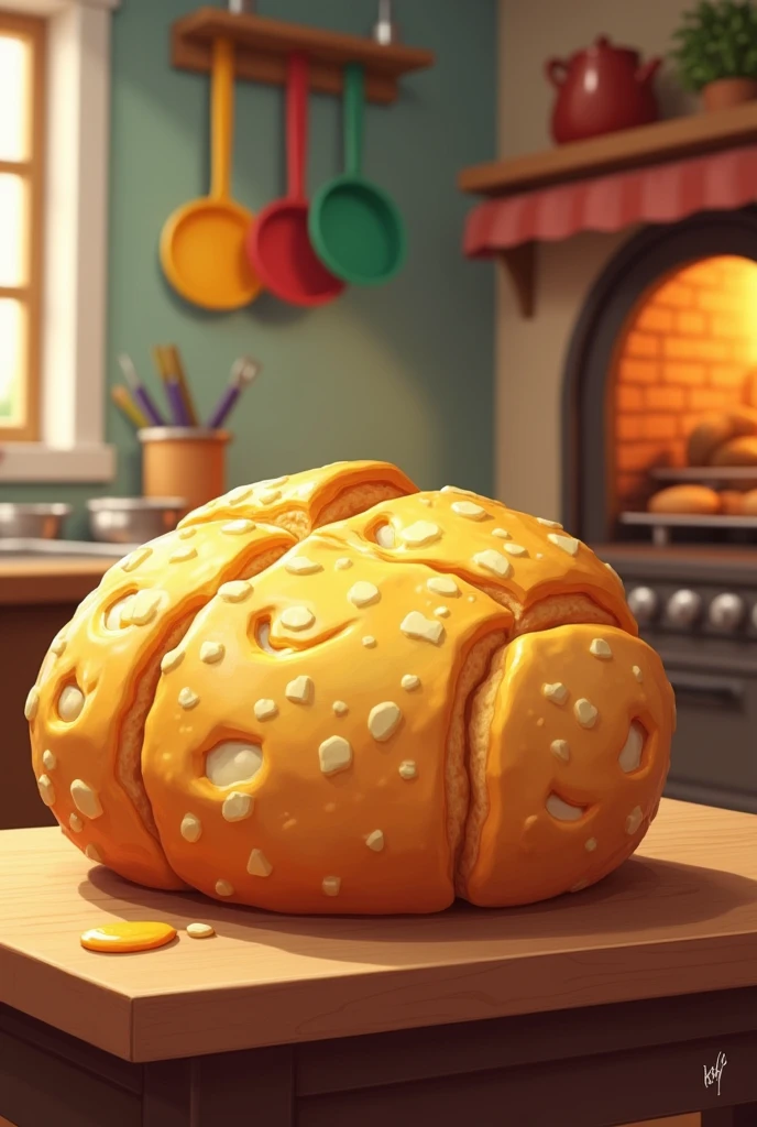 A pregnant cheese bread