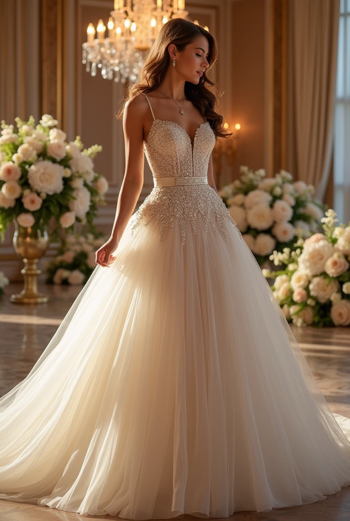 Glamorous Chic Voluminous Flashy Sparkly Wedding Dress