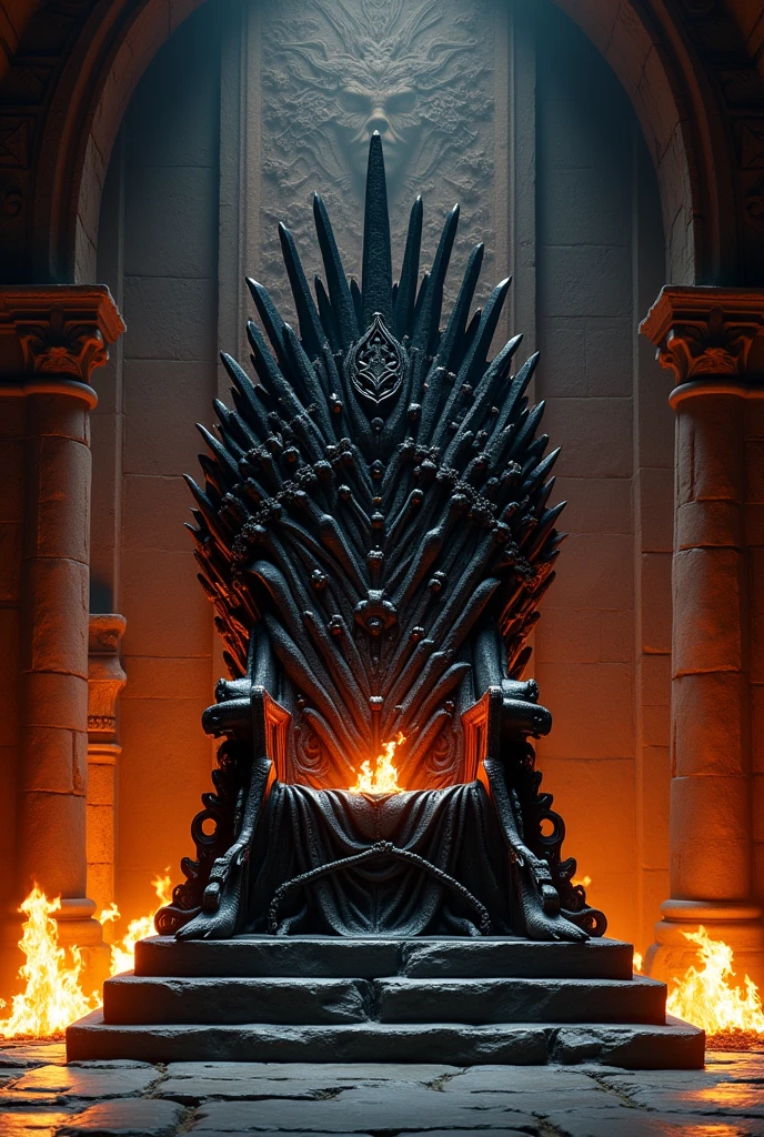 high quality, 8K Ultra HD, Throne with fire