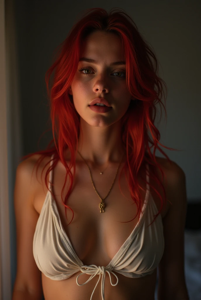 NSFW, Young Problematic e-girl with red hair streak Masturbating fingering her wet cunt at midnight