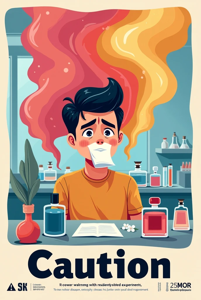 People that experience respiratory problems when exposed to perfumes and other scented products, such as upper airway irritation, breathing problems, and coughing are advised not to participate in this experiment. A poster for this