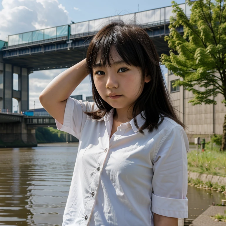 10-year-old Japanese girl in Germany Magdeburg on the Elbe