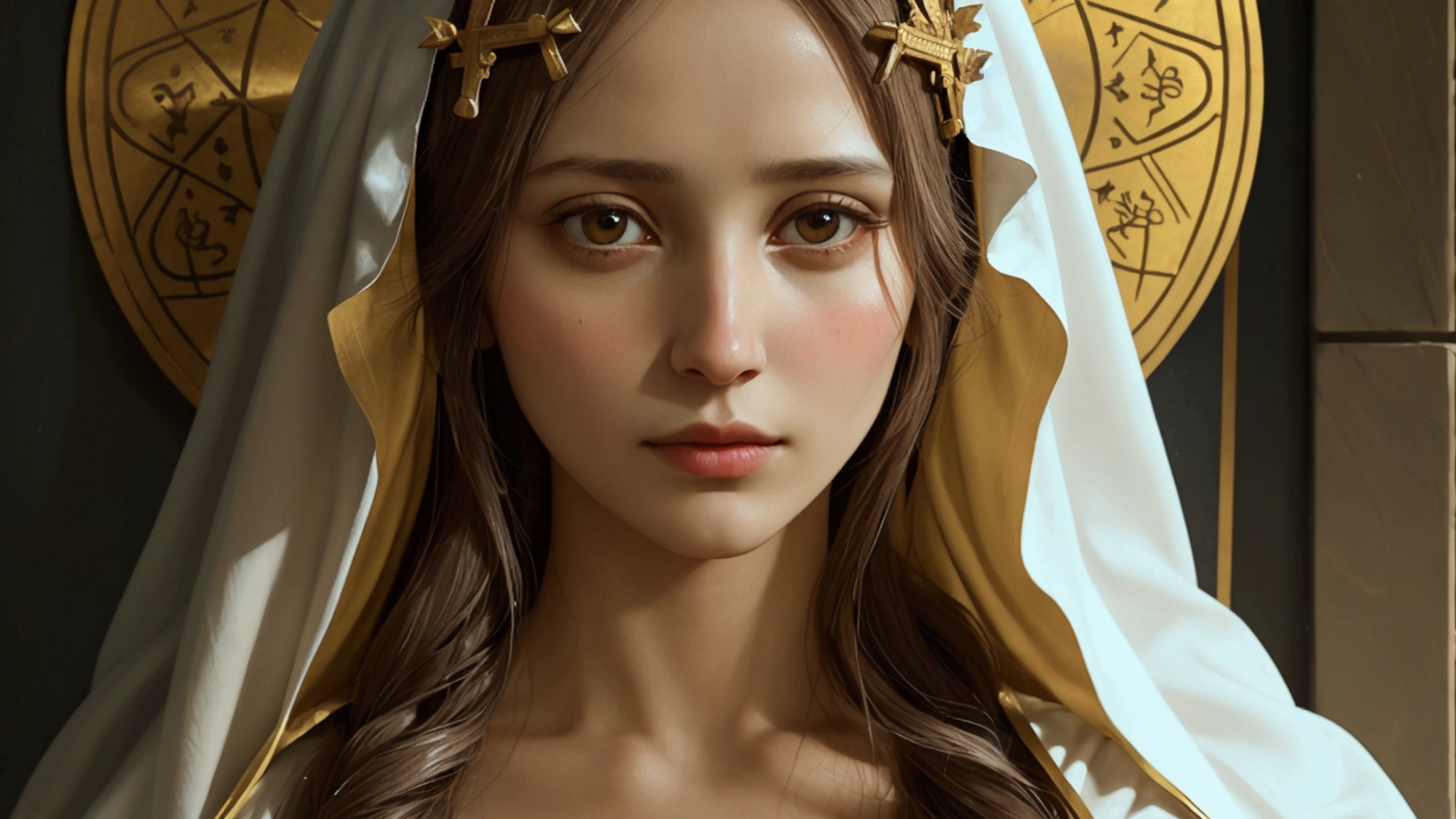 "Description: Create a visual that represents the conflation of Mary Magdalene with other unnamed women in the Gospels and how this led to her mischaracterization.
Details: Show Mary Magdalene at the center, surrounded by images of other unnamed women from the Gospels, such as the woman who anointed Jesus’ feet or the woman caught in adultery. These figures should be depicted in a way that illustrates the confusion between them. In the background, include historical depictions and interpretations of Mary Magdalene, highlighting how these misunderstandings were perpetuated over time. Use distinct visual cues to differentiate between the biblical texts and the misinterpretations that emerged, with arrows or lines indicating the connections and confusions."