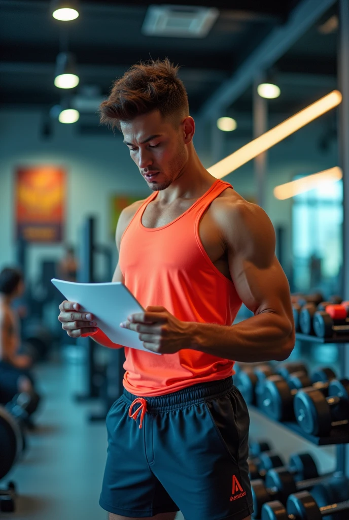 A fitness person doing the checklist