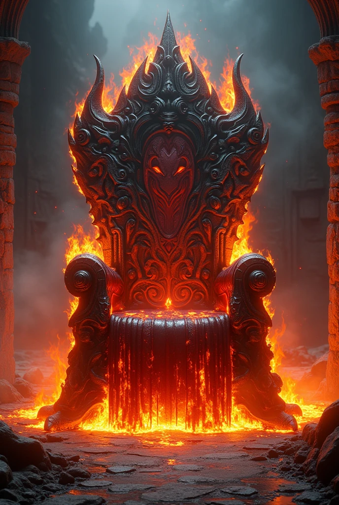 high quality, 8K Ultra HD, Infernal throne with lots of fire