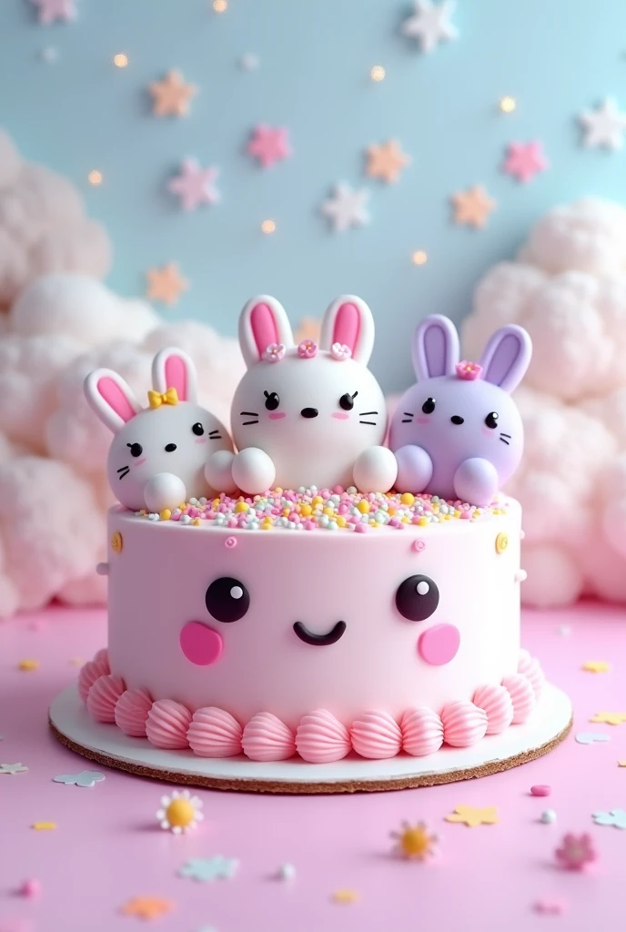 cute kawaii cake, front view