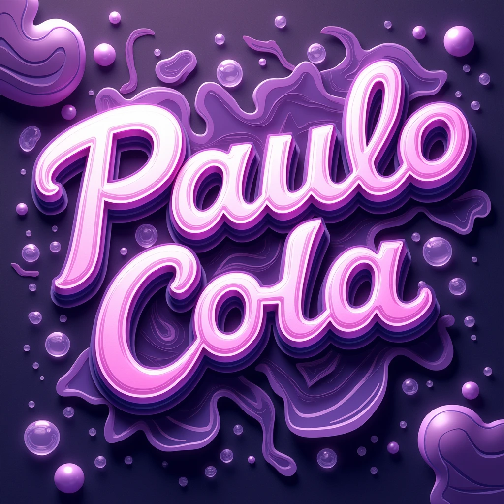 Please create an image with the name “Paulo Cola” AND the number “23", AND draw the name "PIUMA". Use purple as the main color theme.