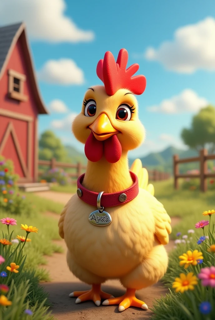 Create a hen with a collar that says Ayda