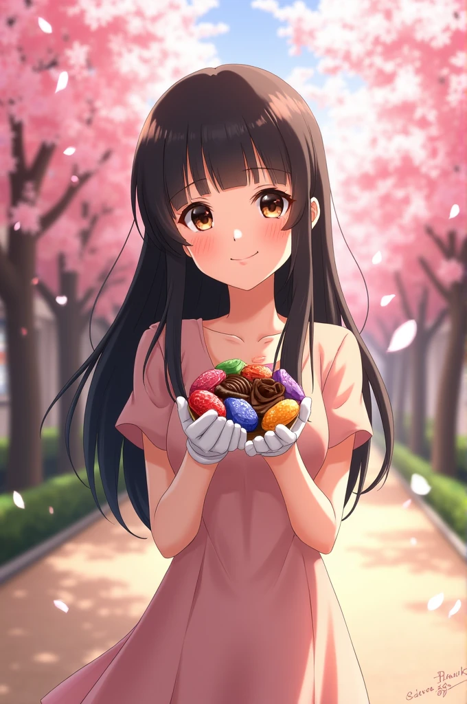 Sawako Kuronuma with chocolates in her hand 