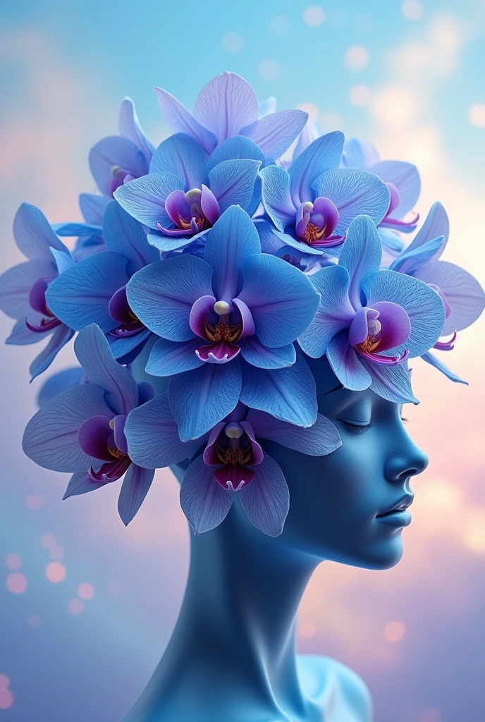 Blue purple orchid flower shaped hat. Stamped design