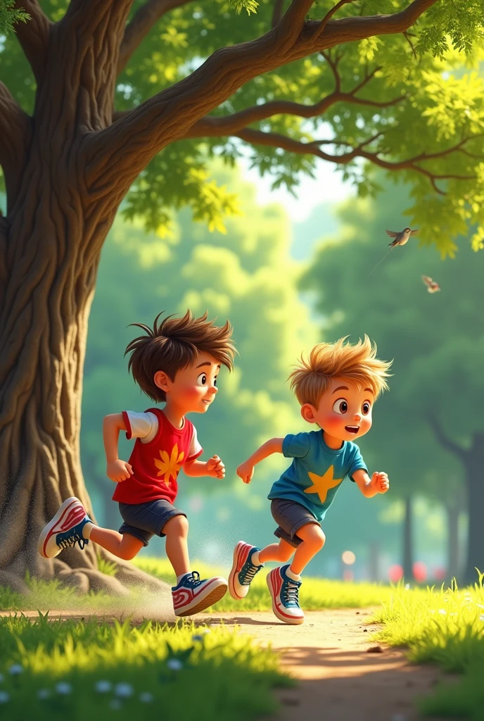 When the race started, Harry zoomed off, leaving Timmy far behind. Harry was so fast that he decided to take a nap under a tree, thinking he had plenty of time to win