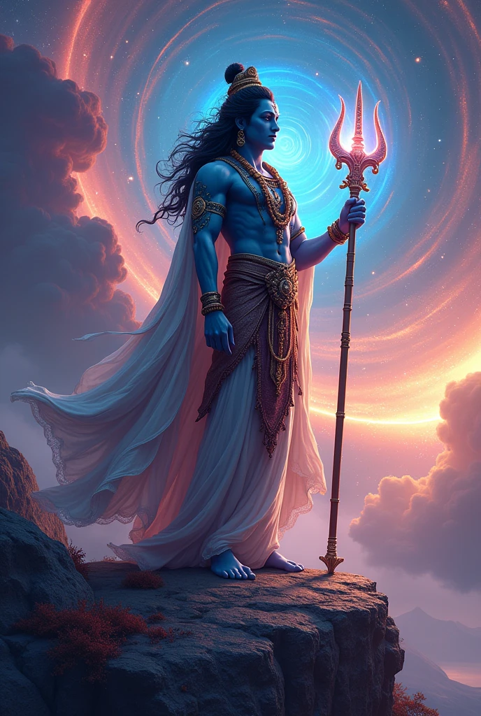 Shiv shankar name'lord danger photo,planet,near stand trident,walk
