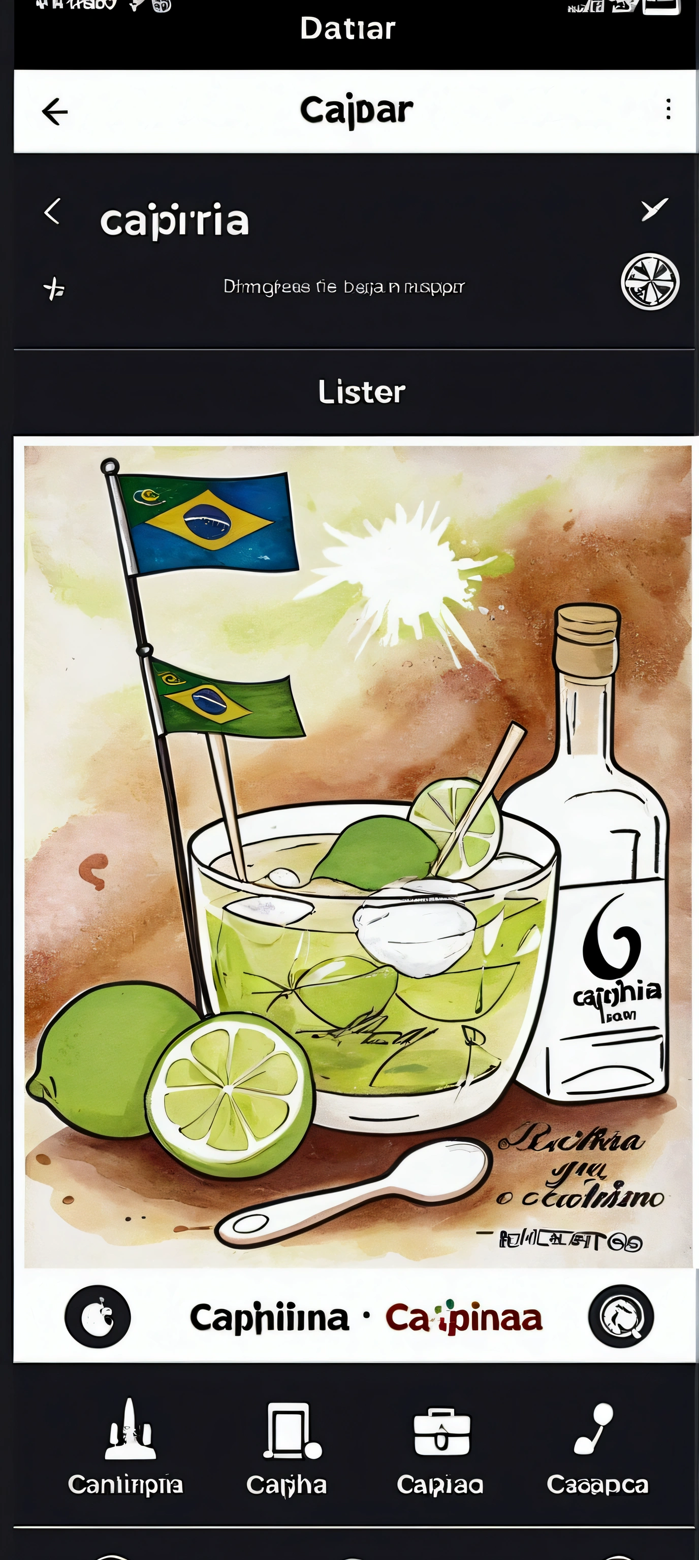 Caipirinha recipe, Brazilian lemon + sugar + cachaça + Glace = caipirinha in the form of a tattoo
