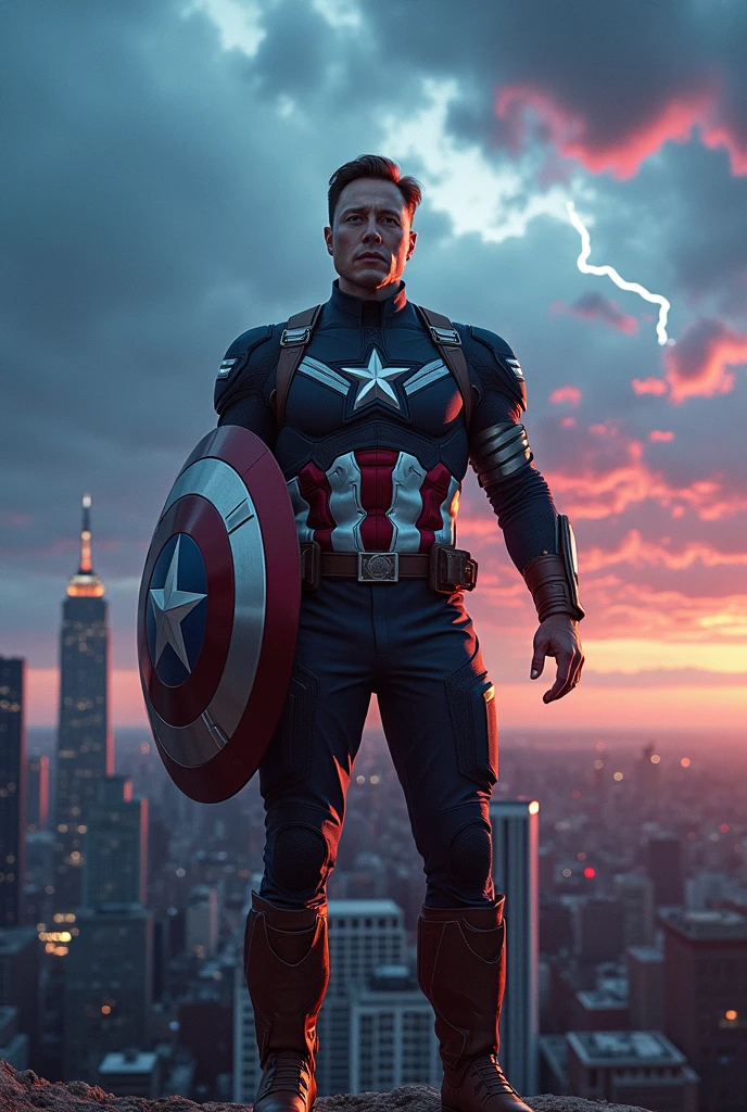 Elon Musk dressed as Captain America