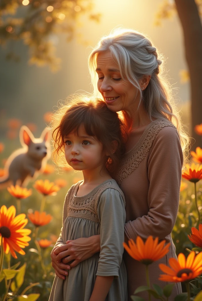 image of a girl and behind her grandmother and fantas on the other side