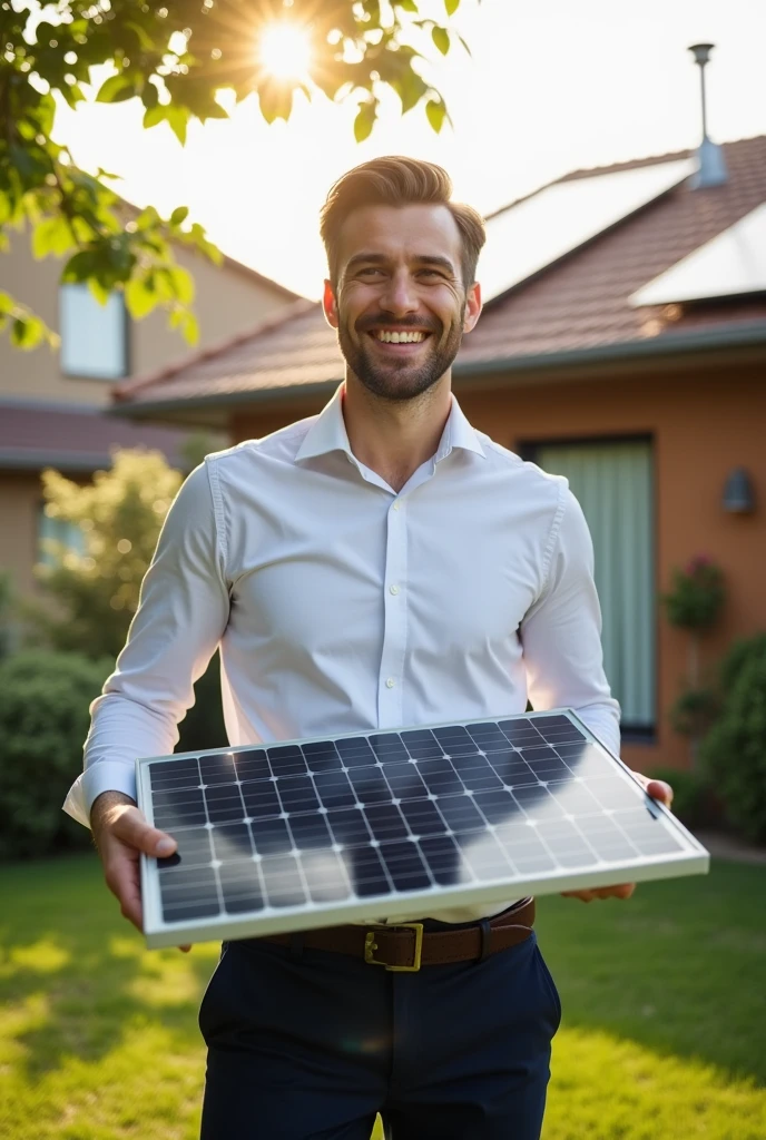 a man in the company selling solar panels