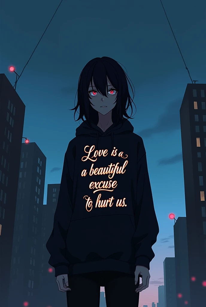 Basic Nanpa with the phrase " Love is a beautiful excuse to hurt us".